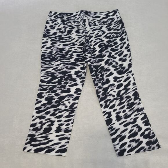 New York & Co, 7th Ave Pants Slim/Straight Crop in leopard print sz 14 Mob Wife - Picture 2 of 8